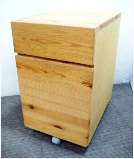 無印良品 パイン材キャビネット天然木キャスター付きベッド