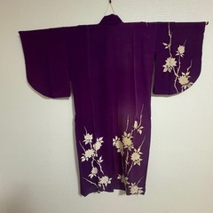 訳あり 単衣 紫 袴用 夏用 リメイク ハンドメイド 昭和レトロ 和洋ミックスの画像