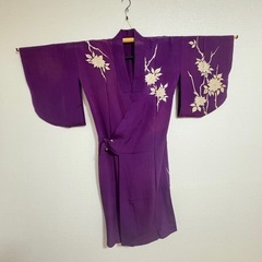 訳あり 単衣 紫 袴用 夏用 リメイク ハンドメイド 昭和レトロ 和洋ミックスの画像