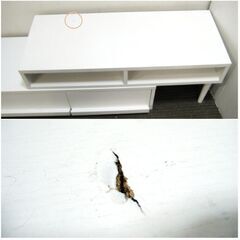 伸縮　TVボード ホワイト 引出し付　伸長式テレビ台　ローボード　シンプルモダン　AVボード リビング収納　L字配置可能 レイアウトフリーの画像