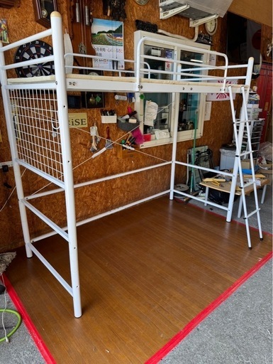 G2402 ロフトベッド　スチールハイベッド　シングルベッド　二段ベッド　スチールフレーム