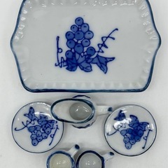 中古◆ミニチュアコーヒーカップセット◆トレイ約4×6cmの画像