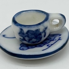 中古◆ミニチュアコーヒーカップセット◆トレイ約4×6cmの画像
