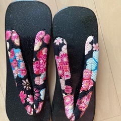 浴衣　作り帯　下駄　セット　ゆかた　浴衣セット　帯　帯セット　黒？濃紺？紫ピンクの画像