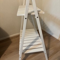 木製2段ラック／ホワイト／観葉植物や収納におすすめ！の画像
