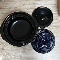 ※お取引予約済♪未使用◎銀峯陶器 菊花 ごはん土鍋（2合炊き・瑠璃色）萬古焼🍚の画像