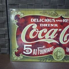 ③ Coca-Cola 長方形 ブリキ看板 幅43cm コカ・コーラ サイン看板 アメリカン雑貨 インテリア雑貨 札幌市東区 新道東店の画像