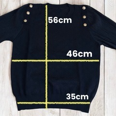 【新品】セーター 薄手 ニット 長袖 カットソー トップス 無地 伸縮性 丸首 黒 透けの画像