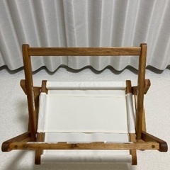 【2,000円】ニトリ 木製折りたたみローチェア アウトドア 2脚 アイボリー 白の画像