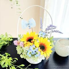 お一人さまも大歓迎♪ 自分のペースで楽しめる夏体験f♡花おとぎのひまわりアレンジ(1日体験)の画像