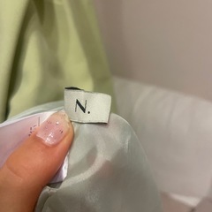 N. フレンチスリーブとろみワンピース ライトグリーン　イエロー　M ドレスの画像