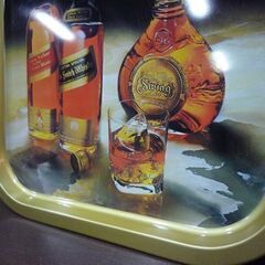 昭和レトロ Johnnie Walker ブリキ製 スクエアトレイ 35×35cm ジョニーウォーカー トレイ インテリア オブジェ 札幌市東区 新道東店の画像
