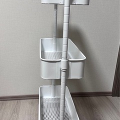ニトリ　3段とも高さ調節ができるキッチンワゴン スリム (ホワイト)【スチールワゴン トロリ3】の画像