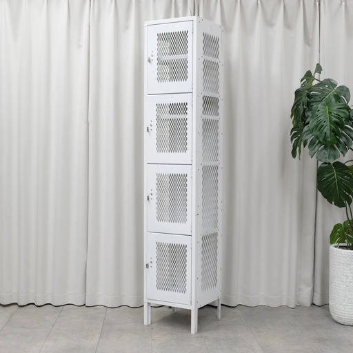 KG-16【新入荷　リサイクル品】STEEL STORAGE メッシュロッカー　白系