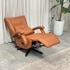 KG-17【新入荷　リサイクル品】YAMADAオリジナル　本革/リクライニング機能　電動パーソナルチェア　ブラウンの画像