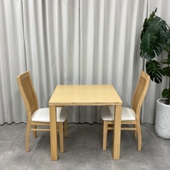 KG-18【新入荷　リサイクル品】ナフコ　天板アッシュ材　ダイニング3点セット　ナチュラルの画像