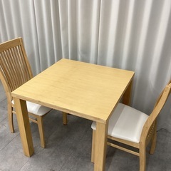 KG-18【新入荷　リサイクル品】ナフコ　天板アッシュ材　ダイニング3点セット　ナチュラルの画像