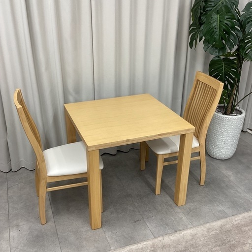 KG-18【新入荷　リサイクル品】ナフコ　天板アッシュ材　ダイニング3点セット　ナチュラル