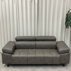 KG-24【新入荷　アウトレット品】ヴィンテージ調　レザーファブリック　3シーターソファ　グレーの画像