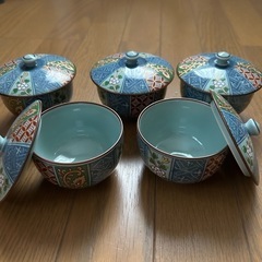 茶碗蒸し　湯呑み　皿の画像
