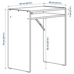 IKEA TORALD トラルド デスク, ホワイト, 65x40 cm の画像