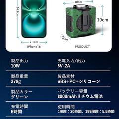 腰掛け扇風機 業界初冷却プレート付き 携帯扇風機 首掛け扇風機 グリーン 緑の画像