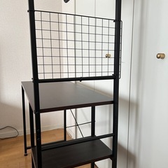 パソコンデスク　上棚付きなのでプリンター等置けます。の画像