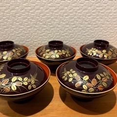 輪島塗　蒔絵　お椀5点セットの画像
