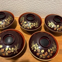 輪島塗　蒔絵　お椀5点セットの画像