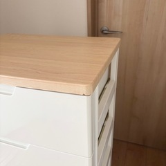 スライドレール ウッドトップ プラスチックチェスト 棚 収納 チェスト タンス箪笥 ①の画像