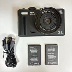 デジカメ5K録画 7500万画素 Wi-Fi機能 180度回転可能ディスプレイ 32GBマイクロSDカード バッテリー2個付き　１８倍デジタルズーム機能の画像