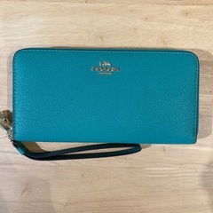 コーチ　ファスナー付長財布　ターコイズブルーC①【新品未使用】の画像