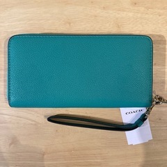 コーチ　ファスナー付長財布　ターコイズブルーC①【新品未使用】の画像