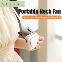 【新品】ハンズフリーで涼しい♪ VISSKO ポータブルネックファン／アプリコットカラーの画像