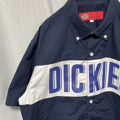 【Dickies ディッキーズ】廃盤 メンズ 半袖シャツ メンズ Lサイズ ネイビー ビッグロゴの画像