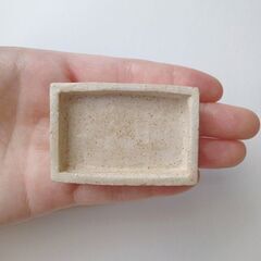 未使用新品！ゴールデンハムスターに！高さあり、ふちも少し深い陶器のお皿（長方形型豆皿）の画像
