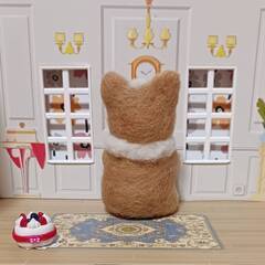 羊毛フェルト 　可愛いコーギー 　ケーキ美味しそうの画像