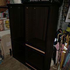 美品 多目的棚 タナリオ 幅870×奥行290×高さ1200mm ダーク TNL-1287DKの画像