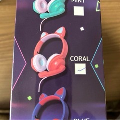 ネコミミ　GAMINGヘッドホン　CORAL 耳が光る　回転式マイクアーム　有線の画像