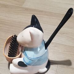 犬の靴べら入れ　ブラシ入れ　陶器製　置物の画像