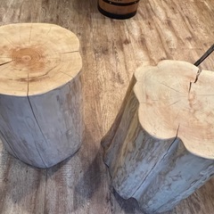 木製スツール 2個セット ナチュラルウッドの画像
