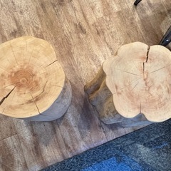 木製スツール 2個セット ナチュラルウッドの画像