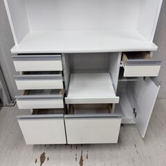  24722  2枚ガラス扉キッチンボード　幅100㎝    ◆大阪市内・東大阪市他 6,000円以上ご購入で無料配達いたします！◆ ※高槻・枚方方面◆西宮・尼崎方面◆生駒方面　それぞれ条件付き無料配送あり！            の画像
