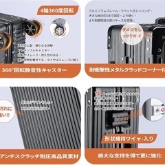 【新品未使用】スーツケース アルミフレーム キャリーケース ブラック Mサイズ 4泊5 60Lの画像