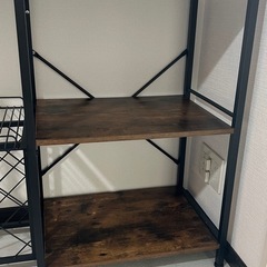 本日限定最終値下げ　キッチンラック / 家電収納ラック（スライド棚・ワインラック付き）の画像