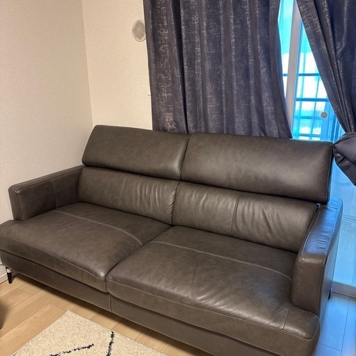 【美品】ニトリレザーソファー　サザーラC2 DGY