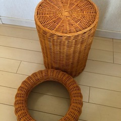 袋が隠せるゴミ箱　木製　美品　の画像