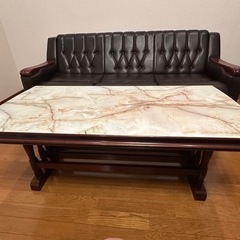【本日7/26(土)12時〜14時引き取り限定】 カリモク風 ソファ＆テーブルセット 破格10,000円！ ※7/28(日)午前中までなら20,000円（調整可）の画像