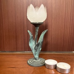 アンティーク金属製キャンドルスタンド［キャンドル2個付き］の画像