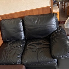 ニトリ 革 L字ソファーの画像